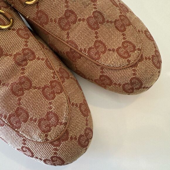 GUCCI GG Canvas Beige Mauve Gold Monogram Princetown Horsebit Slipper EU 39 / 9 - Picture 3 of 8